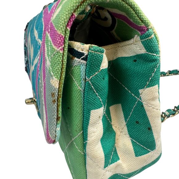 Chanel Eiffel Tower Flap Bag Vintage Paris Shoulder Purse CC Rare Quilted Canvas - Picture 11 of 16